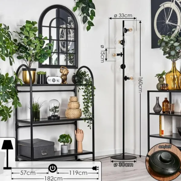 hofstein Lampadaire - Verre 15 cm Gastor Clair, 5 lumières* Lampes En Verre