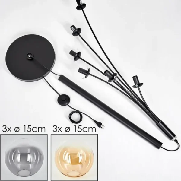 hofstein Lampadaire - Verre 15 cm Gastor Ambre, Clair, Fumé, 6 lumières* Lampes Modernes