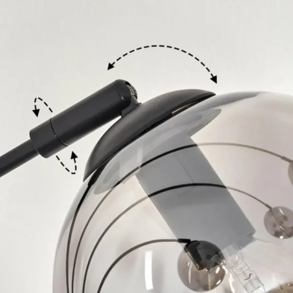 hofstein Lampadaire - Verre 15 cm Gastor Fumé, 5 lumières* Lampes Modernes