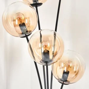 hofstein Lampadaire - Verre 15 cm Gastor Ambre, Clair, 5 lumières* Lampes En Verre