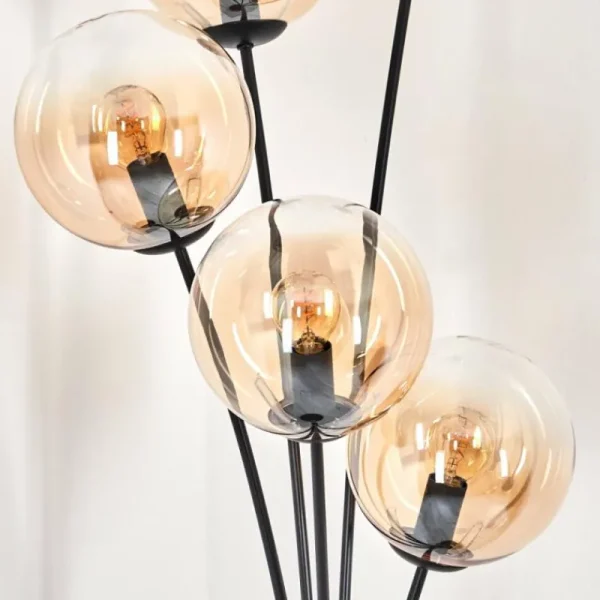 hofstein Lampadaire - Verre 15 cm Gastor Ambre, Clair, 5 lumières* Lampes En Verre