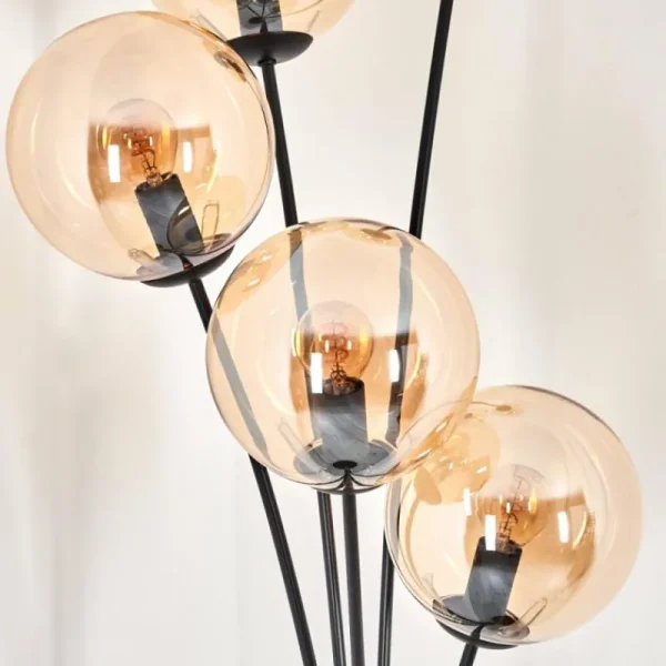 hofstein Lampadaire - Verre 15 cm Gastor Ambre, 5 lumières* Lampes En Verre
