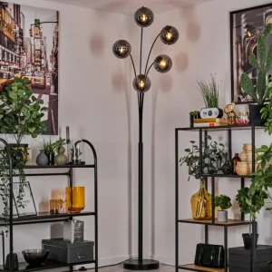 hofstein Lampadaire - Verre 15 cm Gastor Fumé, 5 lumières* Lampes Modernes