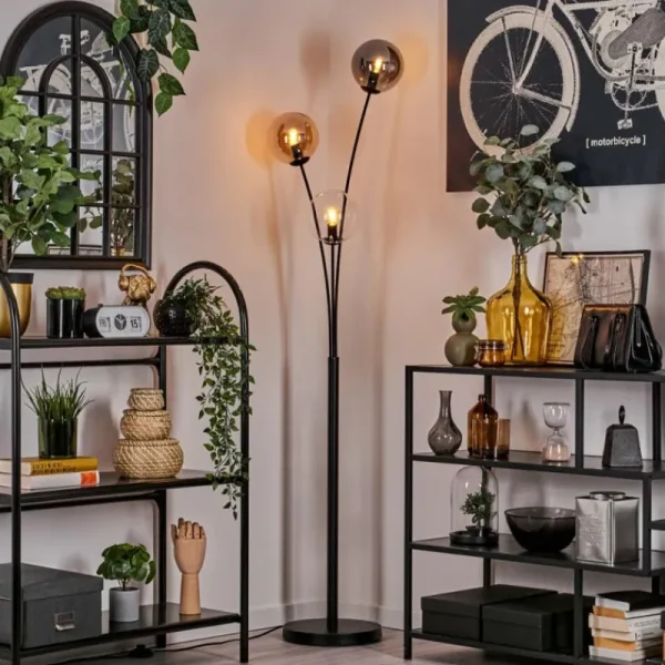hofstein Lampadaire - Verre 15 cm Gastor Ambre, Clair, Fumé, 3 lumières* Lampes Modernes