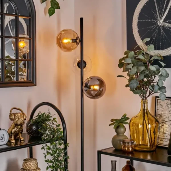 hofstein Lampadaire - Verre 15 cm Gastor Ambre, Clair, Fumé, 3 lumières* Lampes Modernes