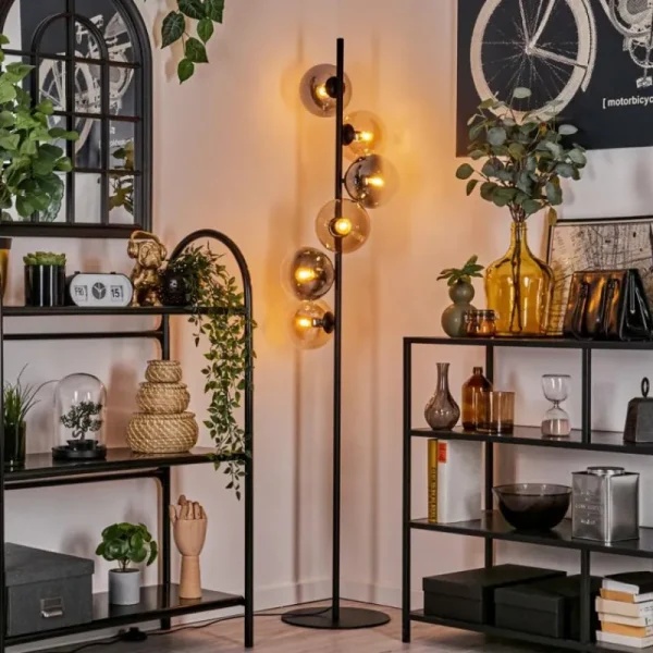 hofstein Lampadaire - Verre 15 cm Gastor Ambre, Clair, Fumé, 6 lumières* Lampes Modernes
