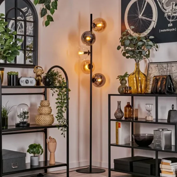hofstein Lampadaire - Verre 15 cm Gastor Ambre, Clair, Fumé, 5 lumières* Lampes Modernes