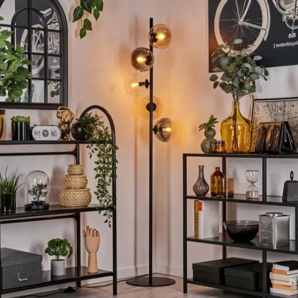 hofstein Lampadaire - Verre 15 cm Gastor Ambre, Clair, Fumé, 5 lumières* Lampes Modernes