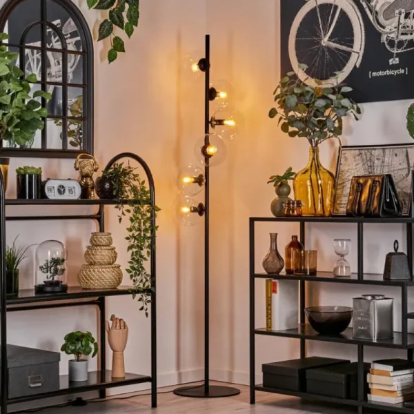 hofstein Lampadaire - Verre 15 cm Gastor Clair, 6 lumières* Lampes En Verre