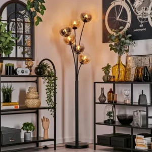 hofstein Lampadaire - Verre 15 cm Gastor Ambre, Clair, Fumé, 6 lumières* Lampes Modernes