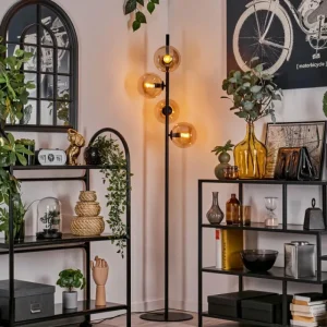 hofstein Lampadaire - Verre 15 cm Gastor Ambre, 4 lumières* Lampes En Verre