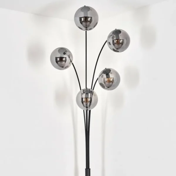 hofstein Lampadaire - Verre 15 cm Gastor Fumé, 5 lumières* Lampes Modernes