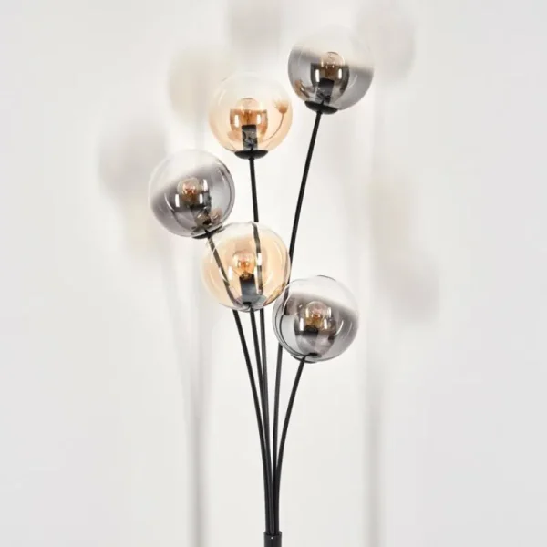 hofstein Lampadaire - Verre 15 cm Gastor Ambre, Clair, Fumé, 5 lumières* Lampes Modernes
