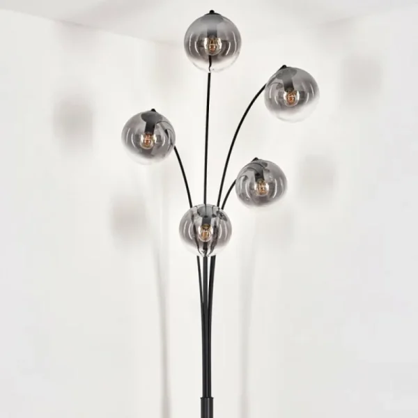 hofstein Lampadaire - Verre 15 cm Gastor Clair, Fumé, 5 lumières* Lampes Modernes