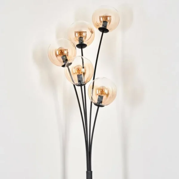 hofstein Lampadaire - Verre 15 cm Gastor Ambre, Clair, 5 lumières* Lampes En Verre