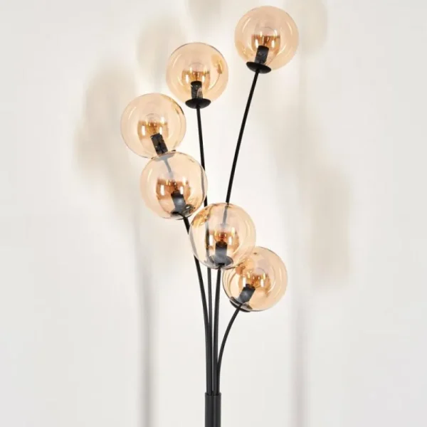 hofstein Lampadaire - Verre 15 cm Gastor Ambre, 6 lumières* Lampes En Verre