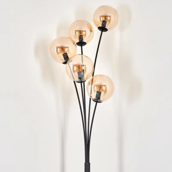 hofstein Lampadaire - Verre 15 cm Gastor Ambre, 5 lumières* Lampes En Verre