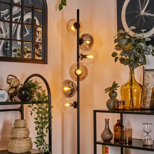 hofstein Lampadaire - Verre 15 cm Gastor Ambre, Clair, Fumé, 6 lumières* Lampes Modernes