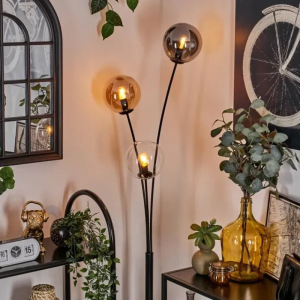 hofstein Lampadaire - Verre 15 cm Gastor Ambre, Clair, Fumé, 3 lumières* Lampes Modernes