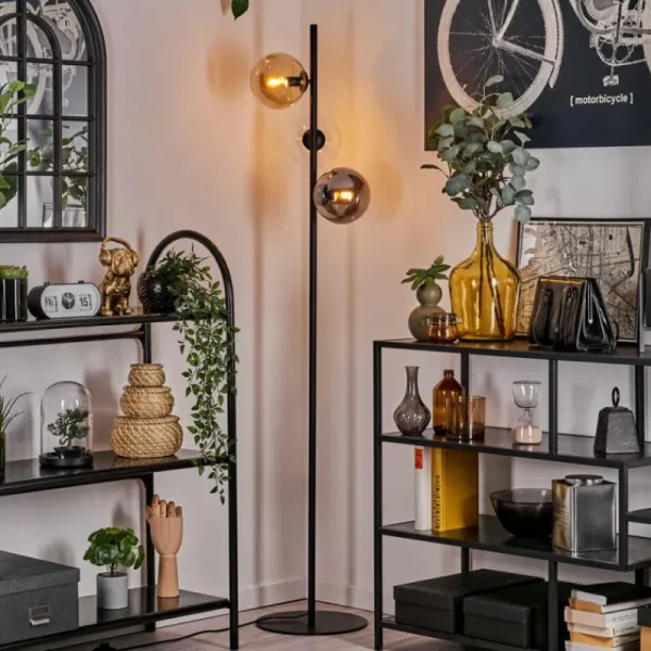 hofstein Lampadaire - Verre 15 cm Gastor Ambre, Clair, Fumé, 3 lumières* Lampes Modernes