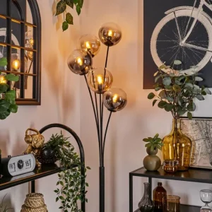 hofstein Lampadaire - Verre 15 cm Gastor Ambre, Clair, Fumé, 5 lumières* Lampes Modernes