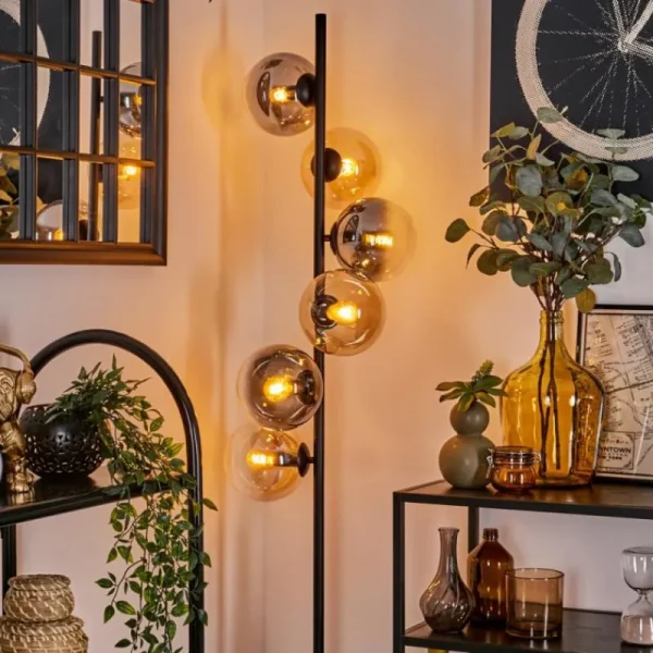 hofstein Lampadaire - Verre 15 cm Gastor Ambre, Clair, Fumé, 6 lumières* Lampes Modernes