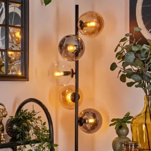 hofstein Lampadaire - Verre 15 cm Gastor Ambre, Clair, Fumé, 5 lumières* Lampes Modernes