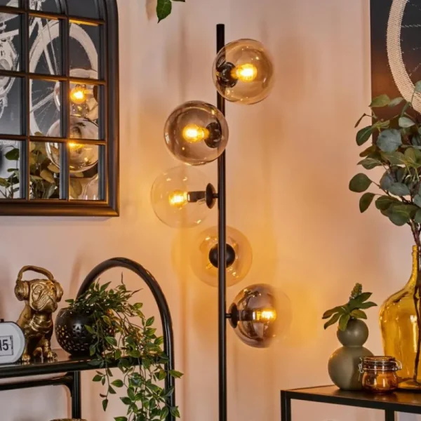 hofstein Lampadaire - Verre 15 cm Gastor Ambre, Clair, Fumé, 5 lumières* Lampes Modernes