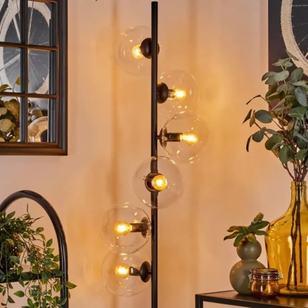 hofstein Lampadaire - Verre 15 cm Gastor Clair, 6 lumières* Lampes En Verre
