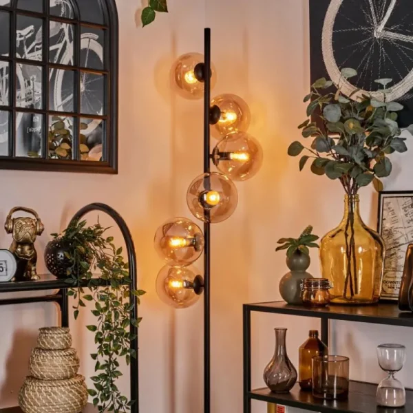 hofstein Lampadaire - Verre 15 cm Gastor Ambre, 6 lumières* Lampes En Verre