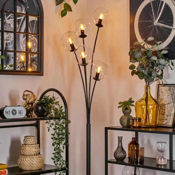 hofstein Lampadaire - Verre 15 cm Gastor Clair, 5 lumières* Lampes En Verre