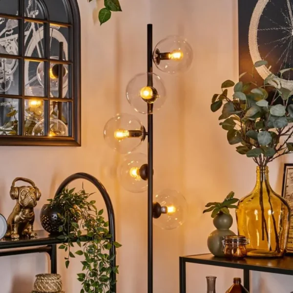 hofstein Lampadaire - Verre 15 cm Gastor Clair, 5 lumières* Lampes En Verre
