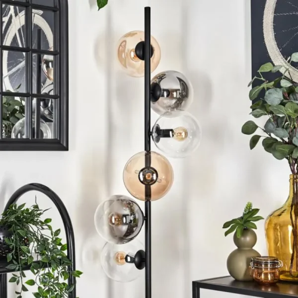 hofstein Lampadaire - Verre 15 cm Gastor Ambre, Clair, Fumé, 6 lumières* Lampes Modernes