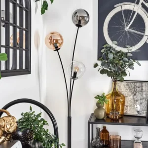 hofstein Lampadaire - Verre 15 cm Gastor Ambre, Clair, Fumé, 3 lumières* Lampes Modernes