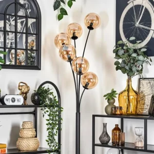 hofstein Lampadaire - Verre 15 cm Gastor Ambre, 6 lumières* Lampes En Verre