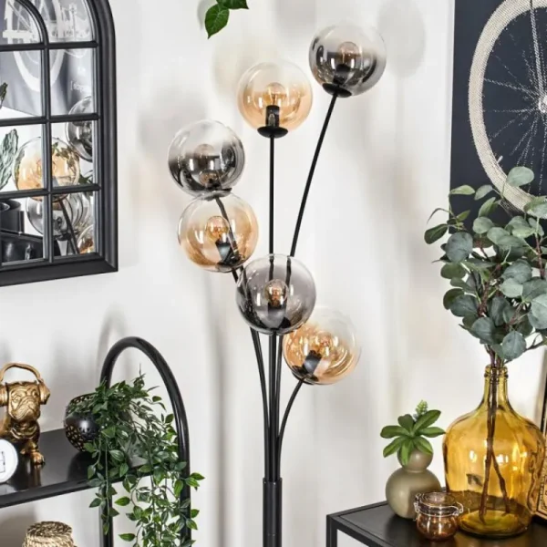 hofstein Lampadaire - Verre 15 cm Gastor Ambre, Clair, Fumé, 6 lumières* Lampes Modernes