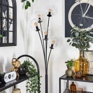 hofstein Lampadaire - Verre 15 cm Gastor Clair, 5 lumières* Lampes En Verre
