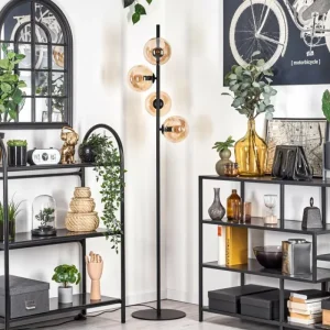 hofstein Lampadaire - Verre 15 cm Gastor Ambre, 4 lumières* Lampes En Verre