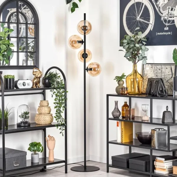 hofstein Lampadaire - Verre 15 cm Gastor Ambre, 4 lumières* Lampes En Verre