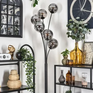 hofstein Lampadaire - Verre 15 cm Gastor Fumé, 6 lumières* Lampes Modernes