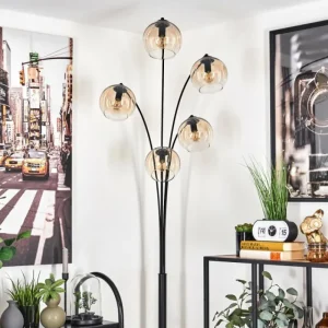 hofstein Lampadaire - Verre 15 cm Koyoto Ambre, Clair, 5 lumières* Lampes En Verre
