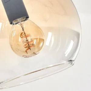 hofstein Lampadaire - Verre 15 cm Koyoto Ambre, Clair, 5 lumières* Lampes En Verre