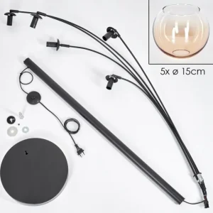 hofstein Lampadaire - Verre 15 cm Koyoto Ambre, Clair, 5 lumières* Lampes En Verre