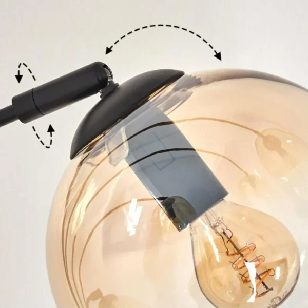 hofstein Lampadaire - Verre 15 cm Koyoto Ambre, Clair, 5 lumières* Lampes En Verre