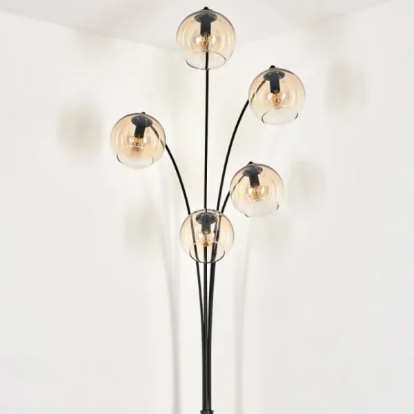 hofstein Lampadaire - Verre 15 cm Koyoto Ambre, Clair, 5 lumières* Lampes En Verre