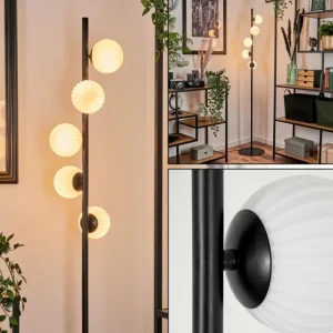 hofstein Lampadaire - Verre 10 cm Remaisnil Blanc, 5 lumières* Lampes Modernes