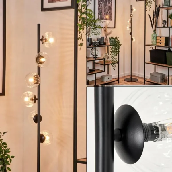 hofstein Lampadaire - Verre 10 cm Remaisnil Clair, 6 lumières* Lampes Modernes