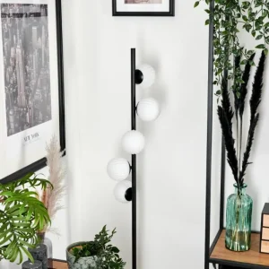 hofstein Lampadaire - Verre 10 cm Remaisnil Blanc, 5 lumières* Lampes Modernes
