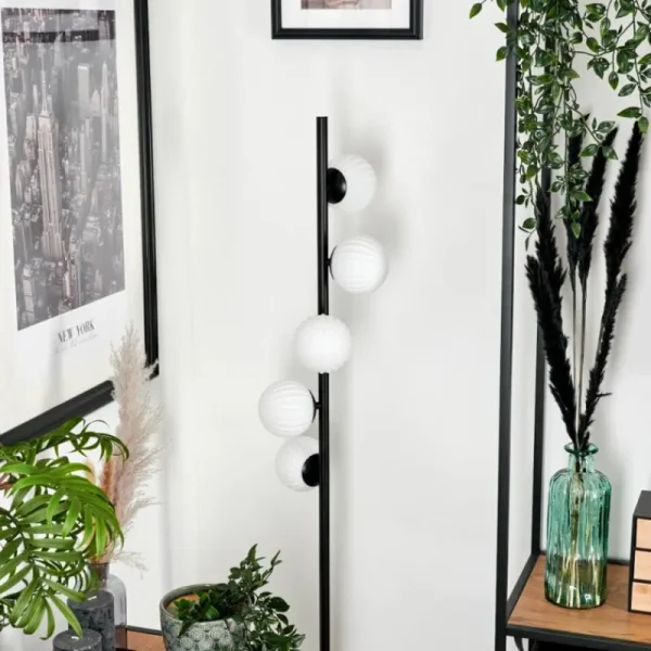 hofstein Lampadaire - Verre 10 cm Remaisnil Blanc, 5 lumières* Lampes Modernes