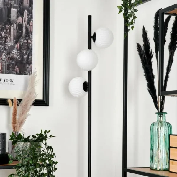 hofstein Lampadaire - Verre 12 cm Remaisnil Blanc, 3 lumières* Lampes Modernes